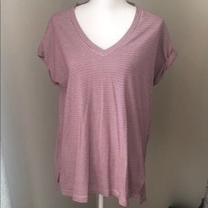 Maroon striped V-neck top